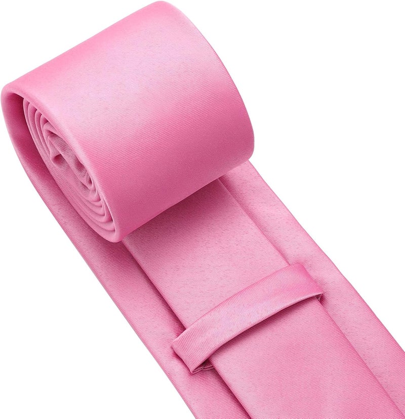 pensee Men's Tie Set Solid Pure Color 3.15" (8CM) Classic Formal Plain Necktie and Pocket Square Set For Men - Image 5